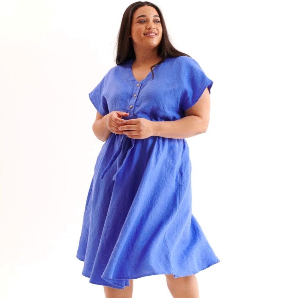 NEW Not Perfect Linen Linen dress SYDNEY with front snaps, Size XS